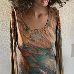 PEACOCK Feather SUBLIMATION Ultrasuede DRESS Small